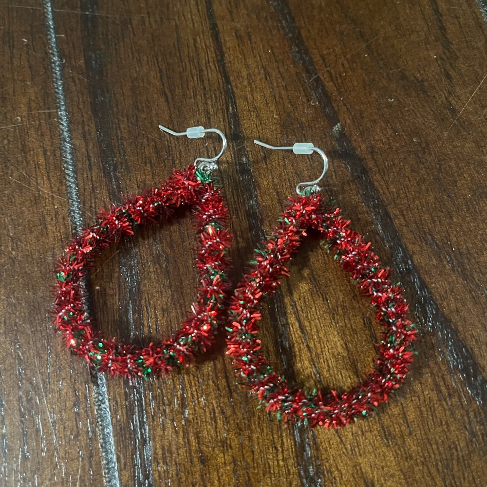 Red and Green Teardrop Earrings